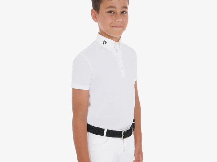 CAMISETA BLANCA EQUESTRO CONCURSO CUATRO BOTONES